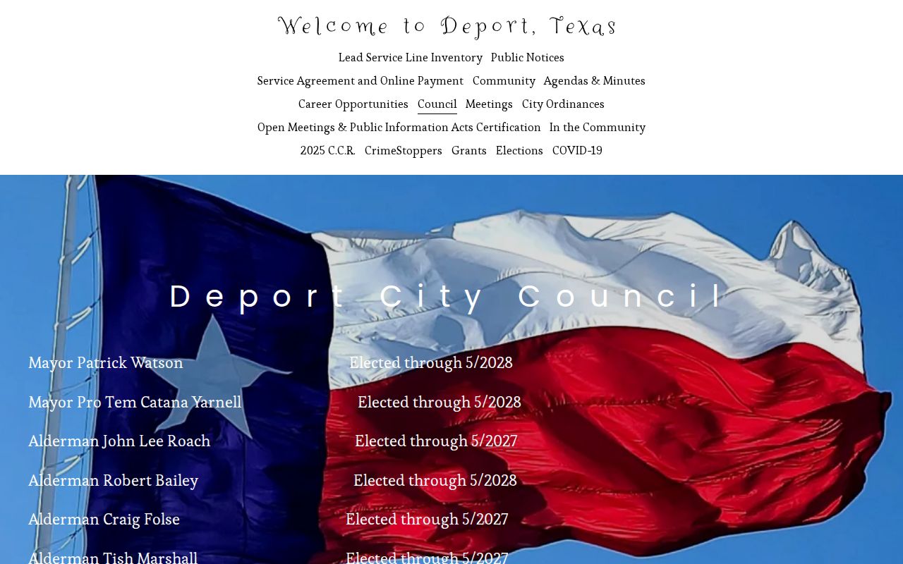 Deport warrant records contact reference showing the city secretary page