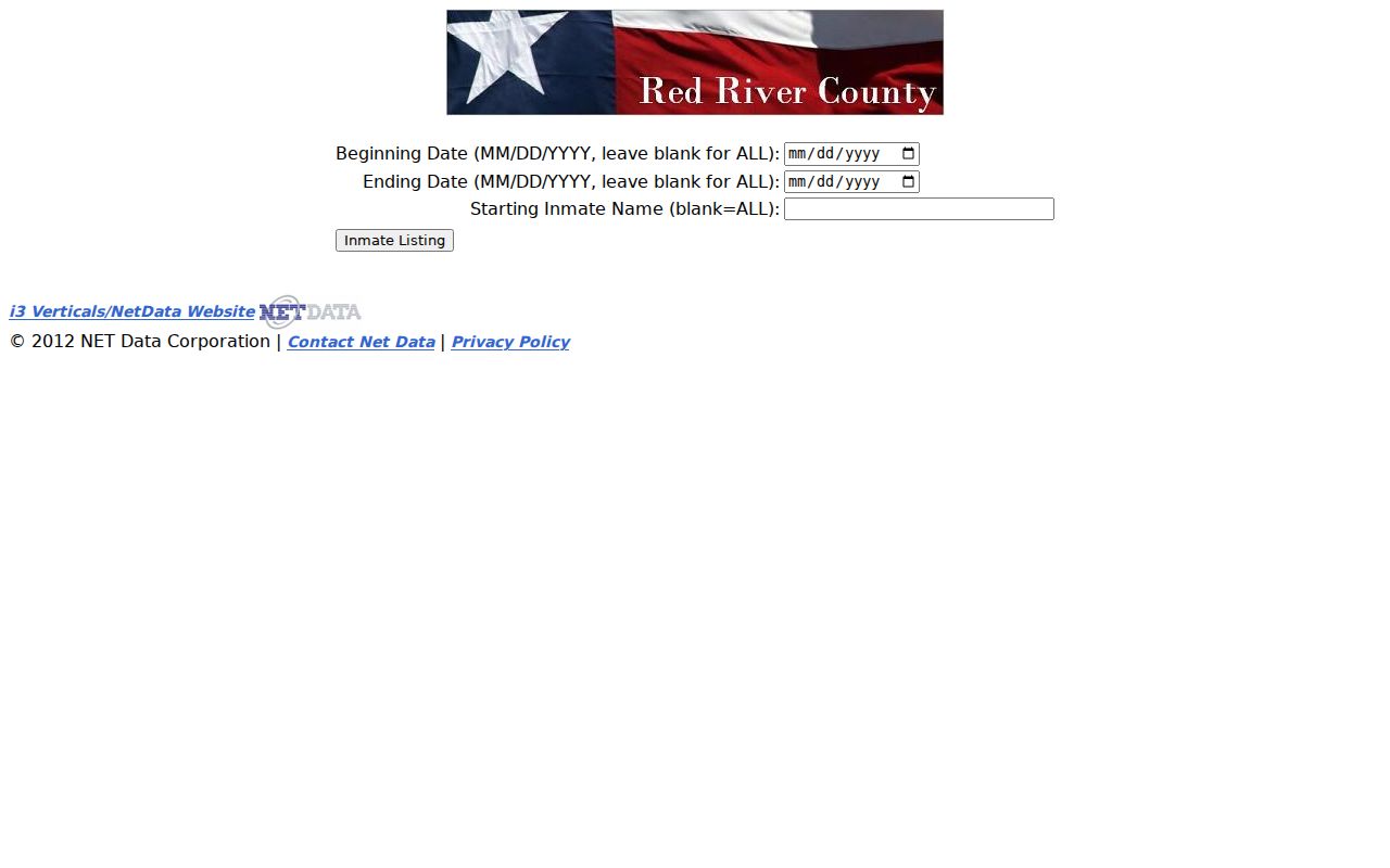 Red River County warrant records reference showing blank custody-list fields